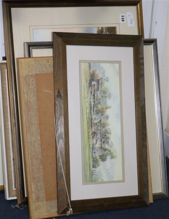 A group of 10 assorted paintings mainly watercolours by artists including Ken Buckley, Julian Stallard, Keith Johnson, largest 31 x 49c